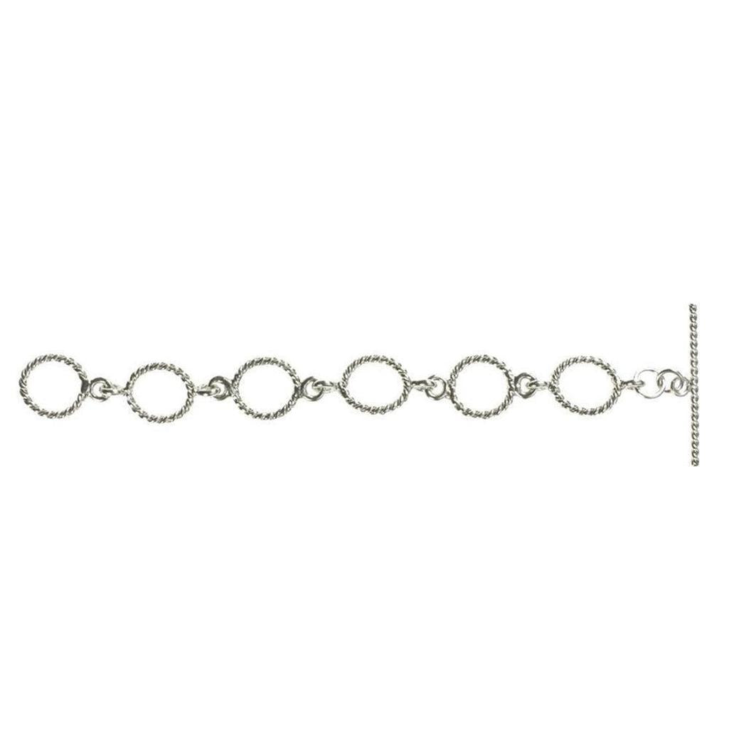 Silver necklace extender with twisted oval links and a T-bar clasp.
