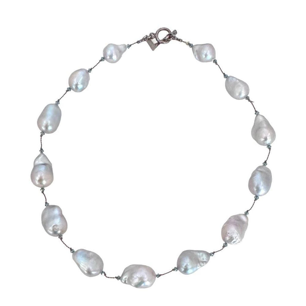 Margo Morrison Grey Baroque Pearl, Swarovski Crystal Necklace-Margo Morrison-Swag Designer Jewelry
