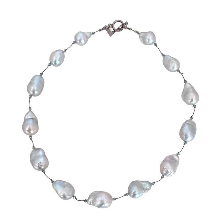 Margo Morrison Grey Baroque Pearl, Swarovski Crystal Necklace-Margo Morrison-Swag Designer Jewelry