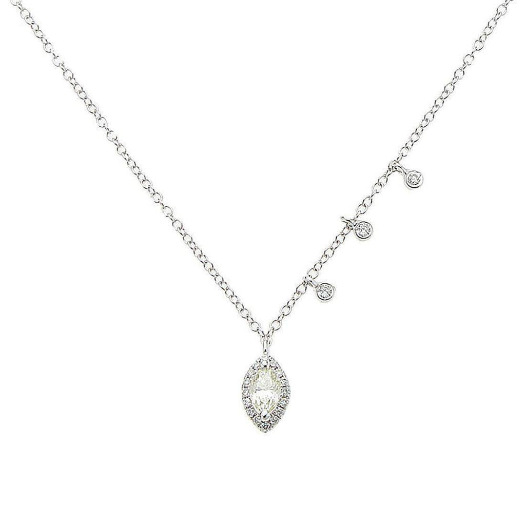 Marquis diamond & topaz necklace with delicate chain and shimmering accents.
