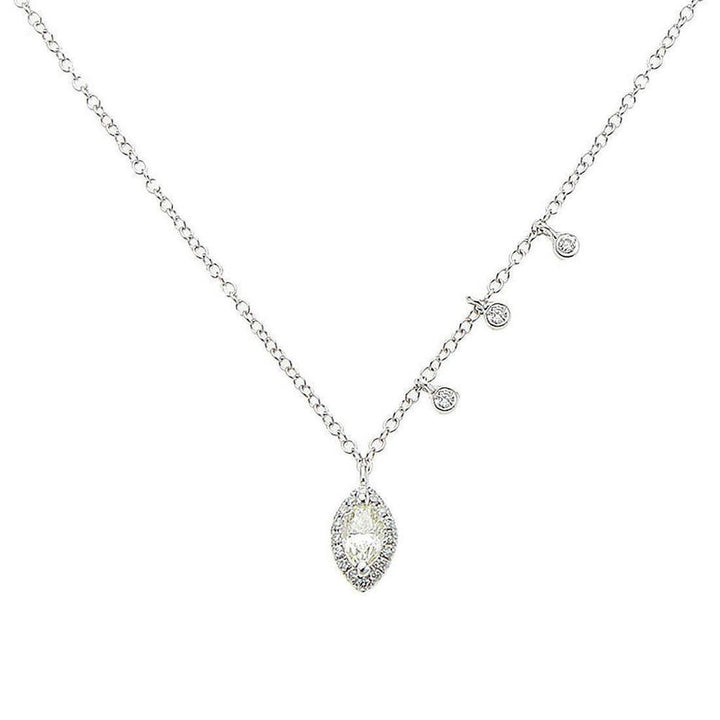 Marquis diamond & topaz necklace with delicate chain and shimmering accents.
