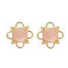 Milan Pink Chalcedony earrings: delicate gold flower setting, pale pink stones.
