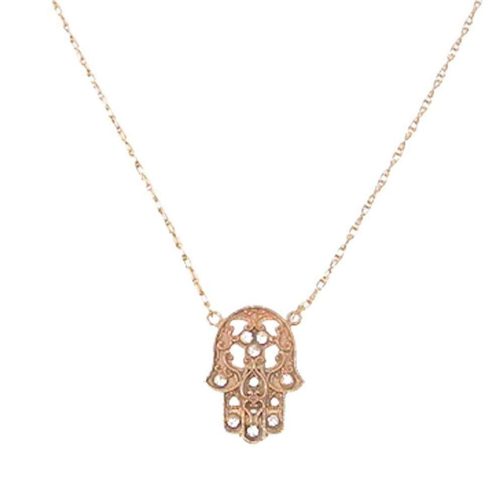 Rose gold Mini Hamsa charm necklace with delicate chain
