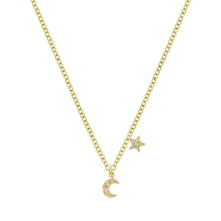 Mini Moon and Star in Yellow Gold-Meira T-Swag Designer Jewelry