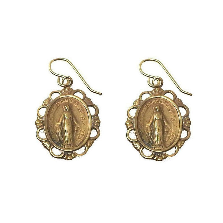 Miraculous Oval Medal Earrings-Andrea Barnett-Swag Designer Jewelry