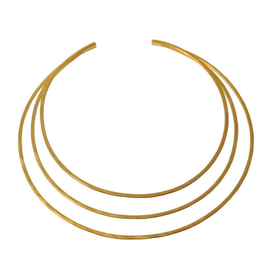 Gold Modern Collar Necklace, triple band choker
