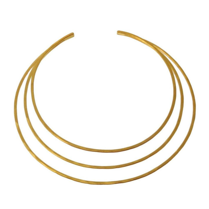 Gold Modern Collar Necklace, triple band choker
