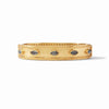Gold Monaco Statement Hinge Bangle with gray gemstones
