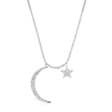 Diamond Moon & Star necklace in white gold
