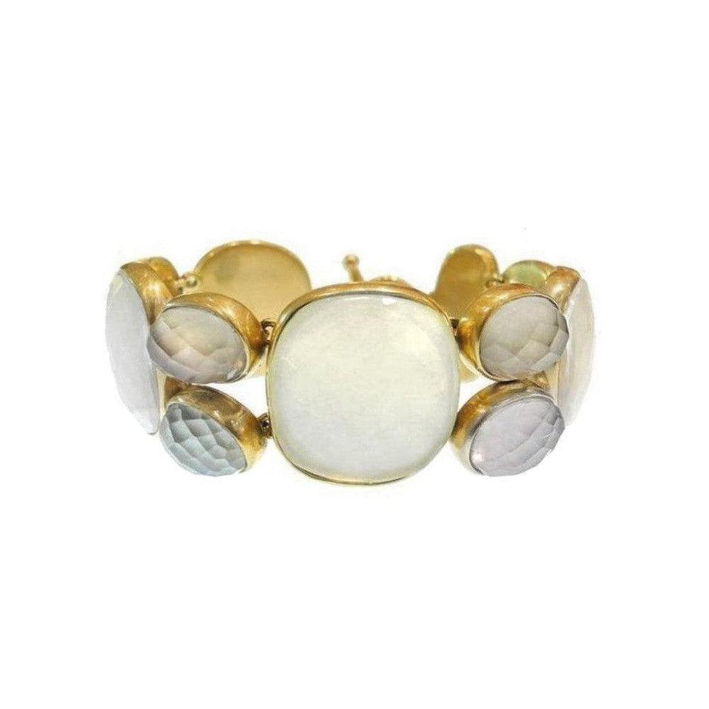 Gold Moonstone bracelet featuring various gemstone accents.
