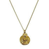 Gold My Guardian Angel charm necklace with detailed coin pendant featuring angelic figures.
