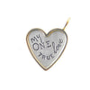 Silver heart pendant with gold border, engraved "My One True Love"—perfect romantic gift.
