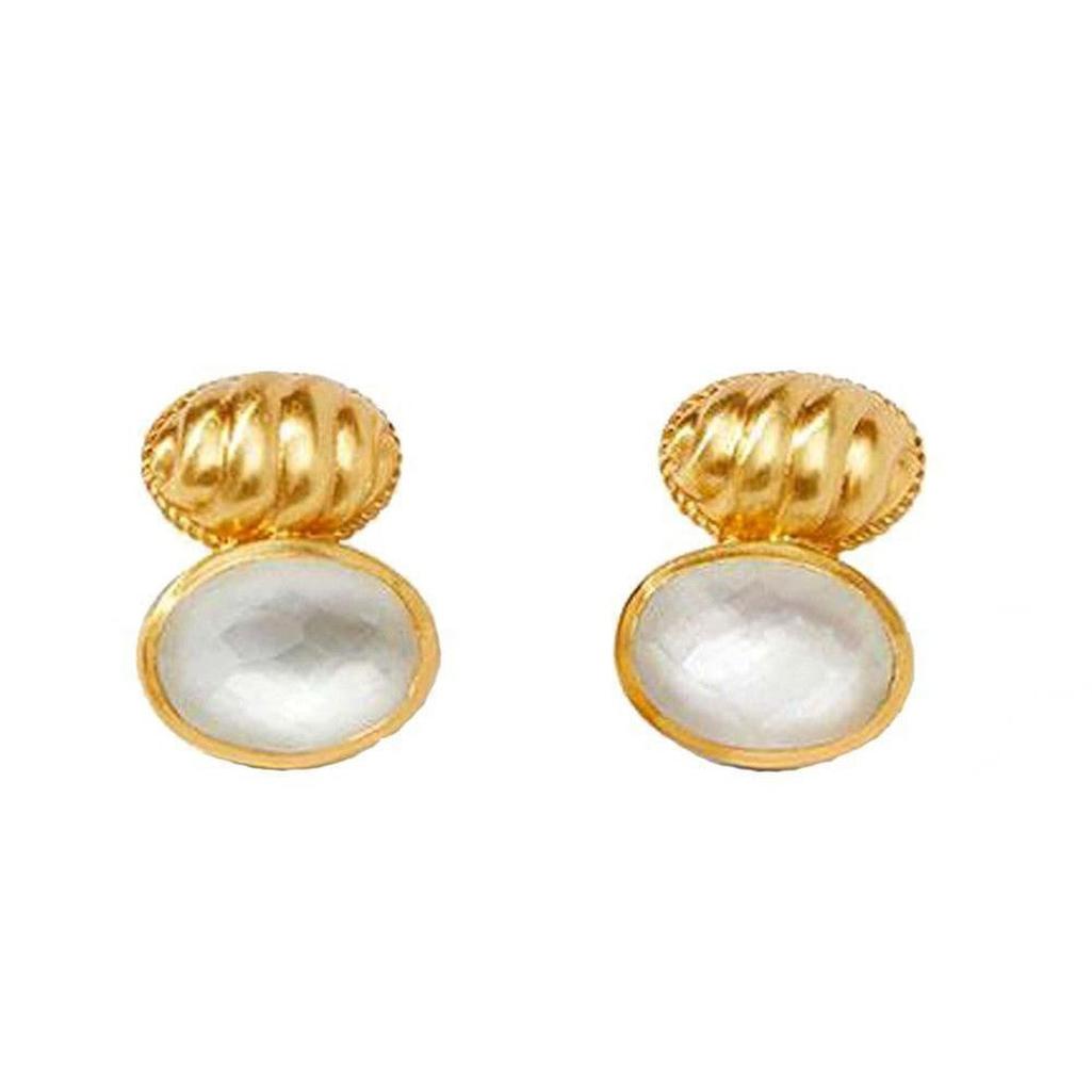 Olympia Earrings: Gold & White Mother-of-Pearl Studs
