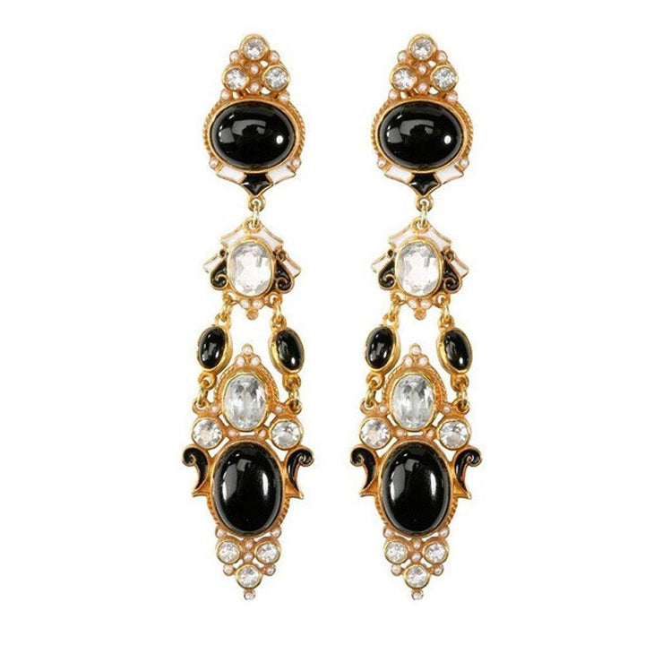 Onyx and White Topaz Earrings-Percossi Papi-Swag Designer Jewelry