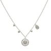 Open Cut Pave Diamond Disc necklace with delicate charms
