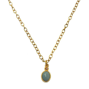 Oval turquoise pendant necklace with gold chain
