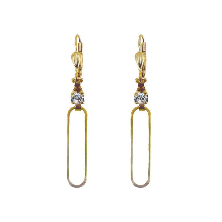 Paperclip Earring with Crystal Accents-La Vie Parisienne-Swag Designer Jewelry
