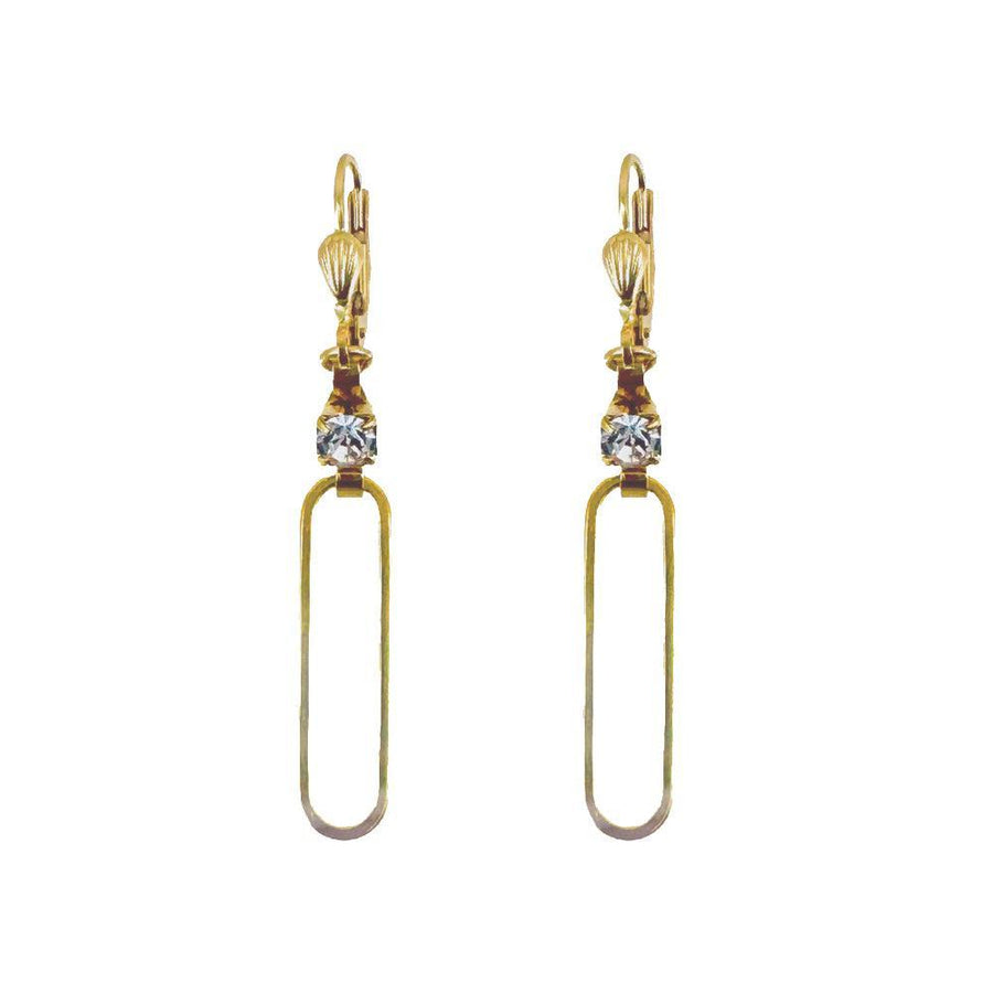 Paperclip Earring with Crystal Accents-La Vie Parisienne-Swag Designer Jewelry