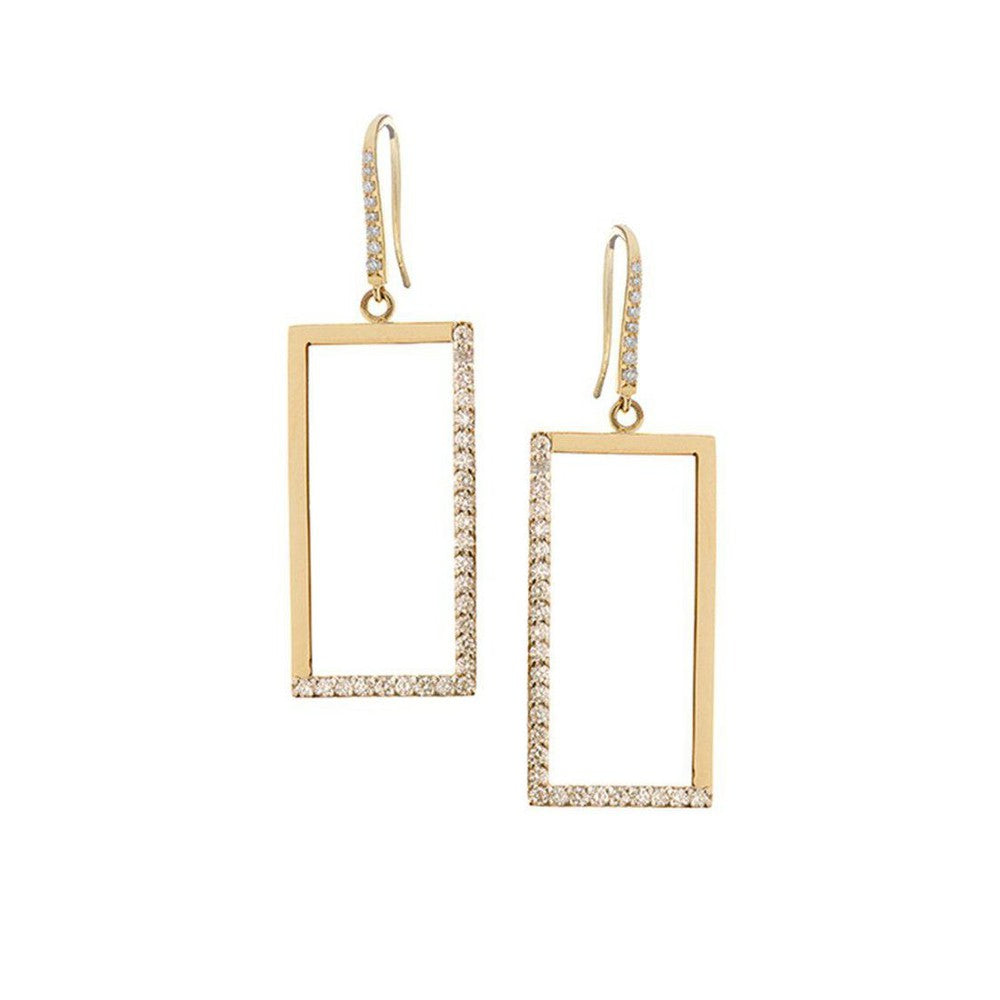 Pave Diamond Open Rectangle Earring-Lana Jewelry-Swag Designer Jewelry