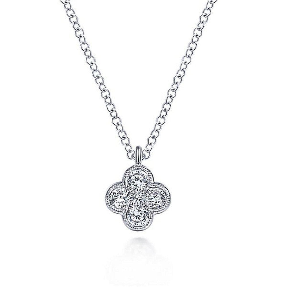 Pave Diamond Quatrefoil Necklace-Gabriel & Co-Swag Designer Jewelry