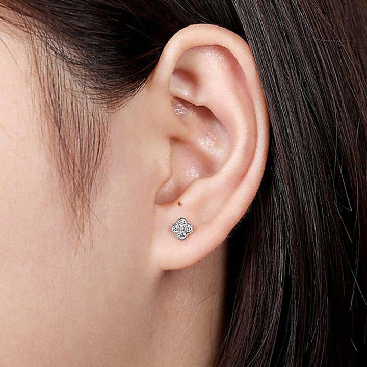 Pave Quatrefoil Studs-Gabriel & Co-Swag Designer Jewelry