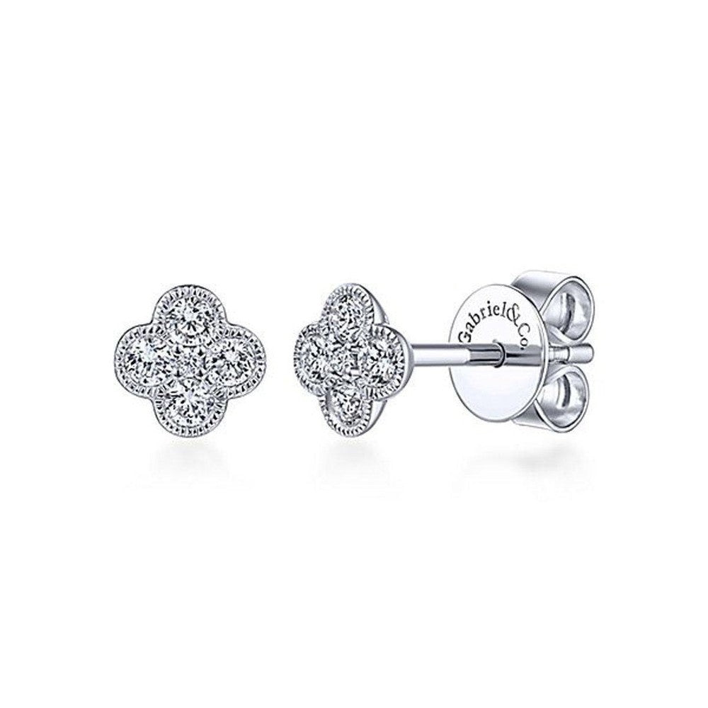 Pave Quatrefoil Studs-Gabriel & Co-Swag Designer Jewelry