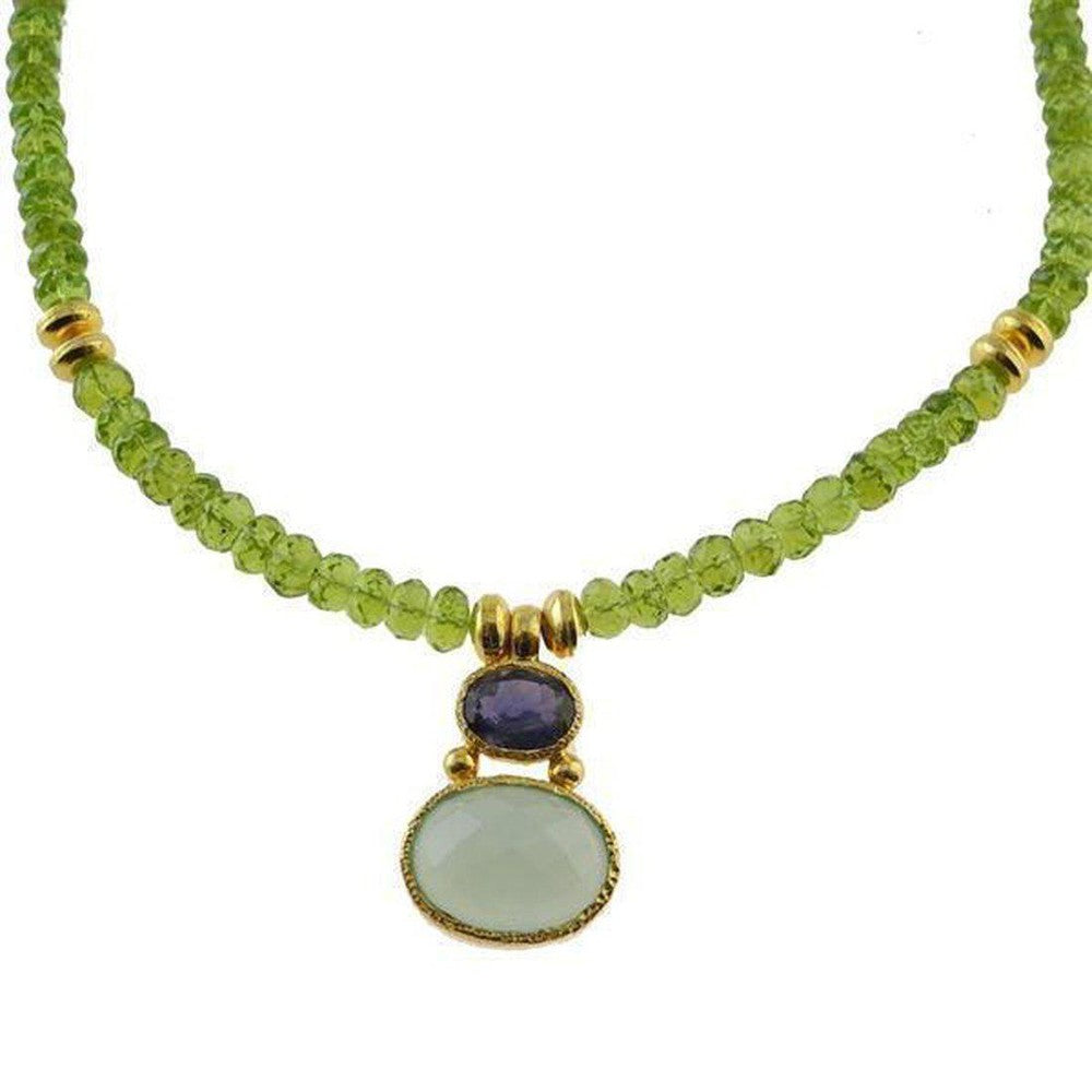 Peridot and Kyanite and Chalcedony Necklace-Vasant-Swag Designer Jewelry