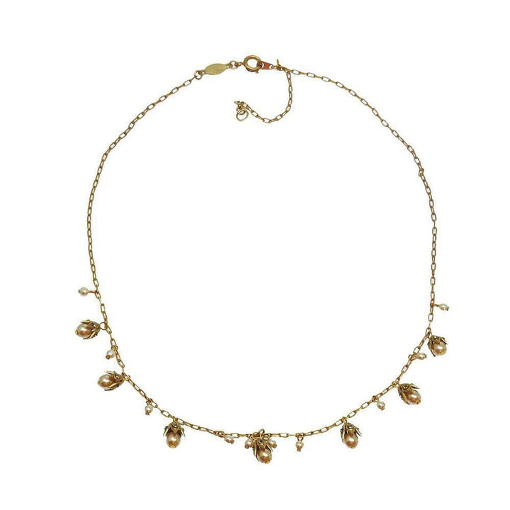 Petal Capped Pearl Necklace-La Vie Parisienne-Swag Designer Jewelry