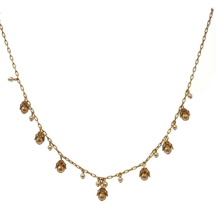 Petal Capped Pearl Necklace-La Vie Parisienne-Swag Designer Jewelry