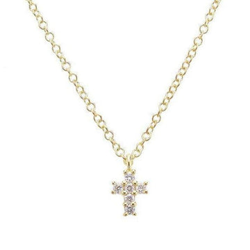 Petite Cross Necklace Yellow Gold-Meira T-Swag Designer Jewelry