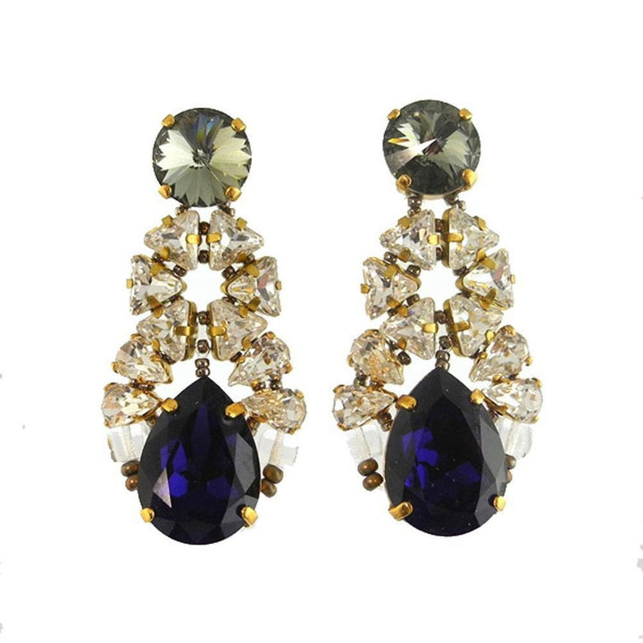 Purple Crystal Drop Earrings-Tataborello-Swag Designer Jewelry