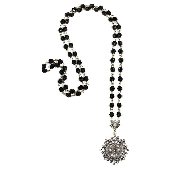 Rosary in Jet-Virgins Saints and Angels-Swag Designer Jewelry