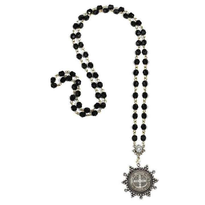 Rosary in Jet-Virgins Saints and Angels-Swag Designer Jewelry