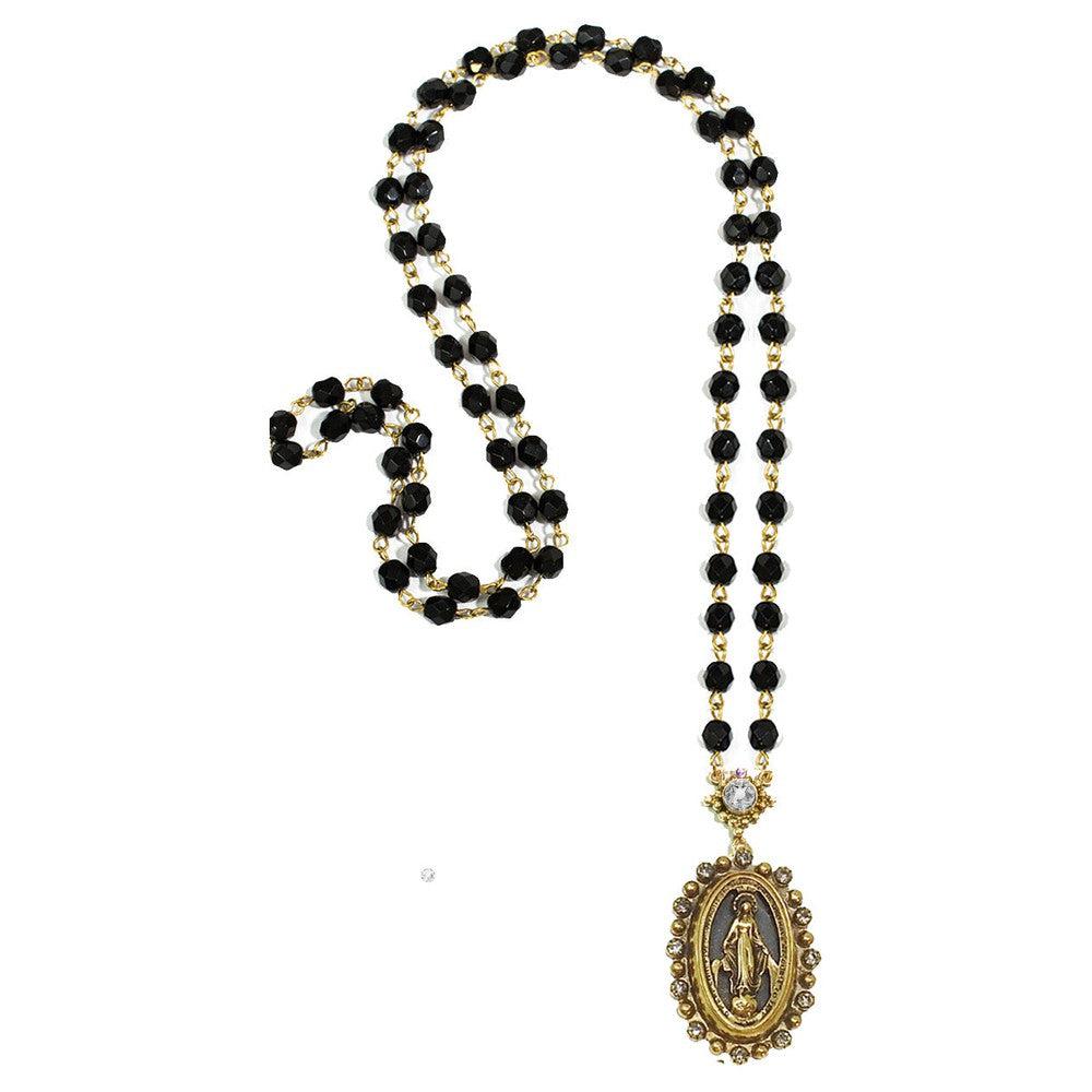 Rosary in Jet-Virgins Saints and Angels-Swag Designer Jewelry