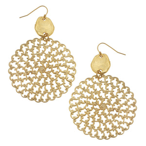 Round Filigree Statement Earrings in Gold-Susan Shaw-Swag Designer Jewelry