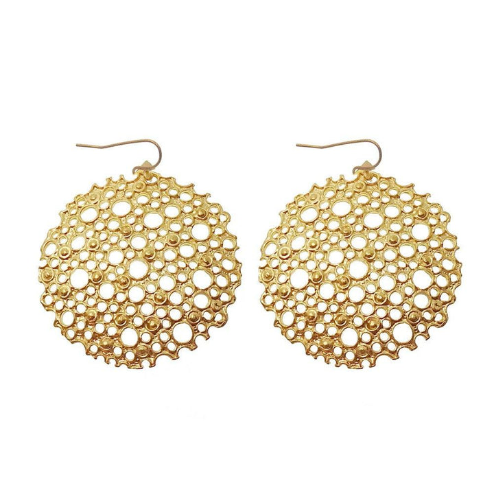 Round Open Honeycomb Earrings in Gold-Susan Shaw-Swag Designer Jewelry