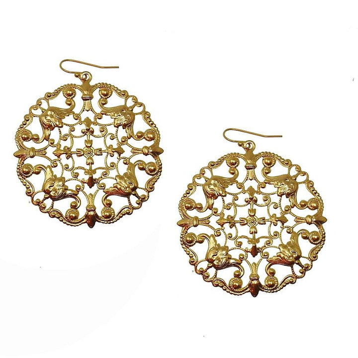 Round Scroll Open Cut Earrings-Susan Shaw-Swag Designer Jewelry