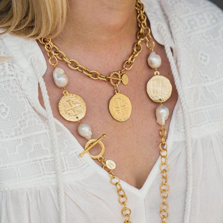 San Benito Gold Coin Pendant Necklace-Susan Shaw-Swag Designer Jewelry