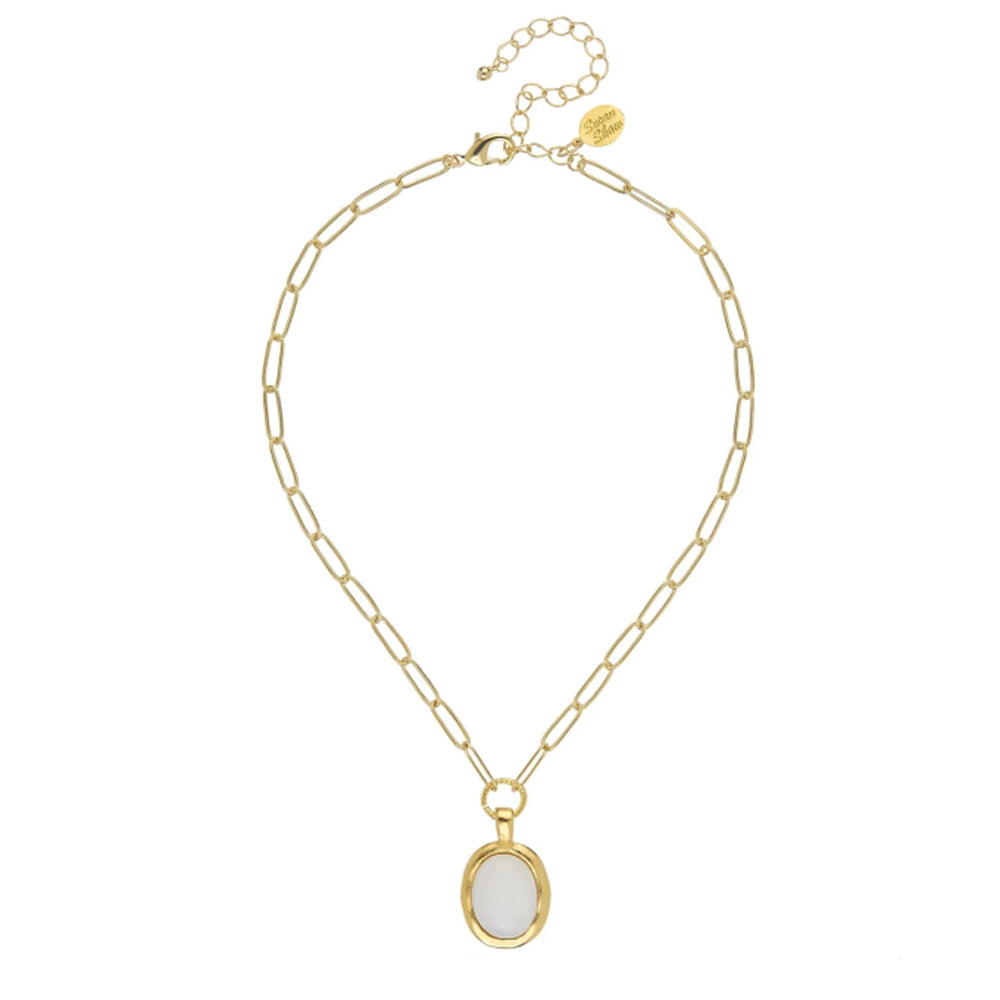 White Agate Cabochon Necklace