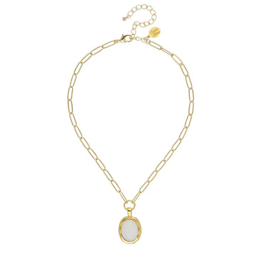 White Agate Cabochon Necklace