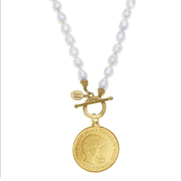 Princess Diana Coin on Pearl Necklace