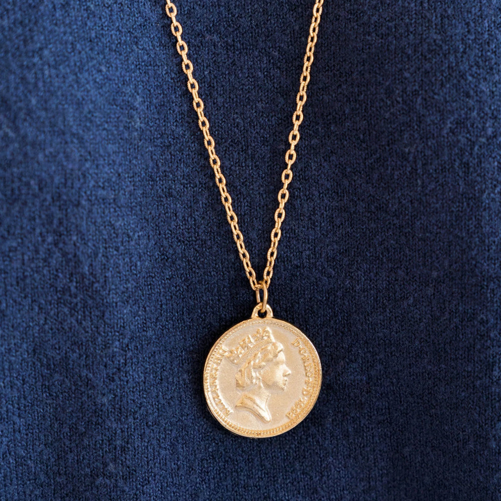 Queen Elizabeth Coin Long Necklace