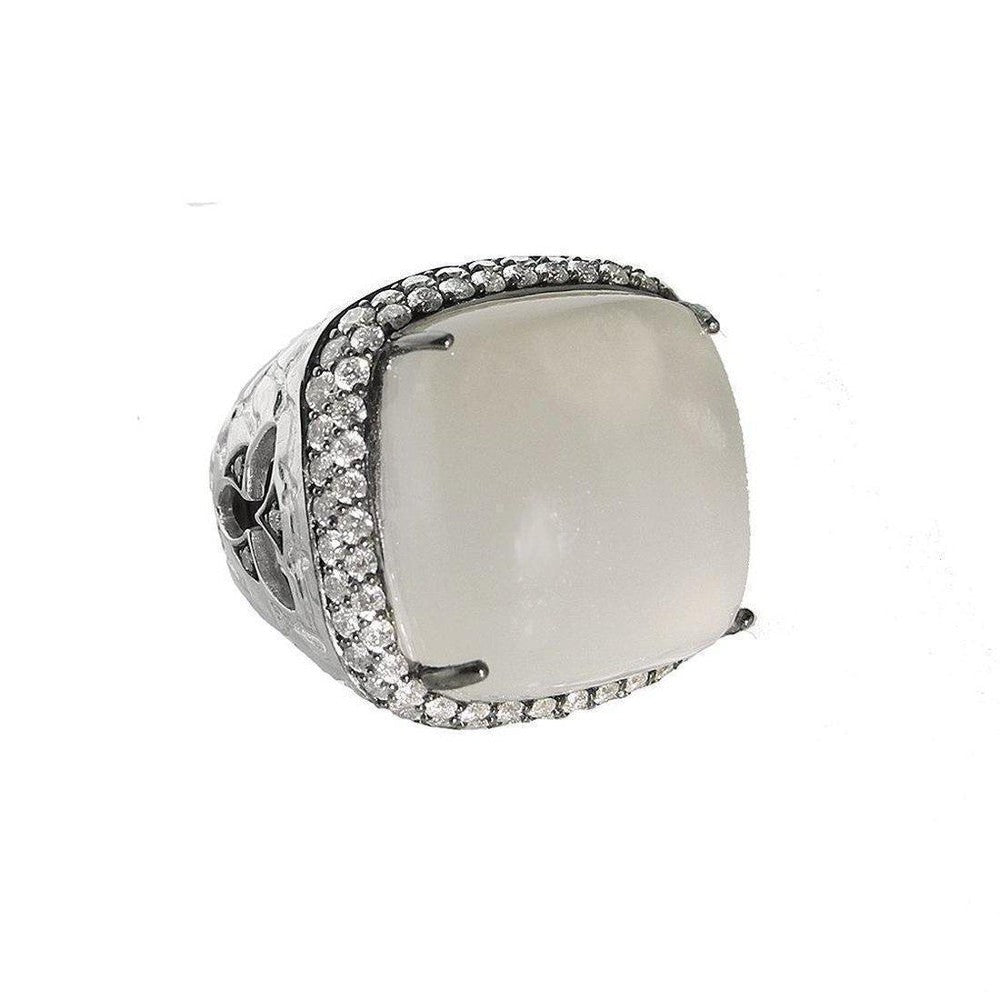 Square Moonstone Ring, Size 7-Hellmuth-Swag Designer Jewelry