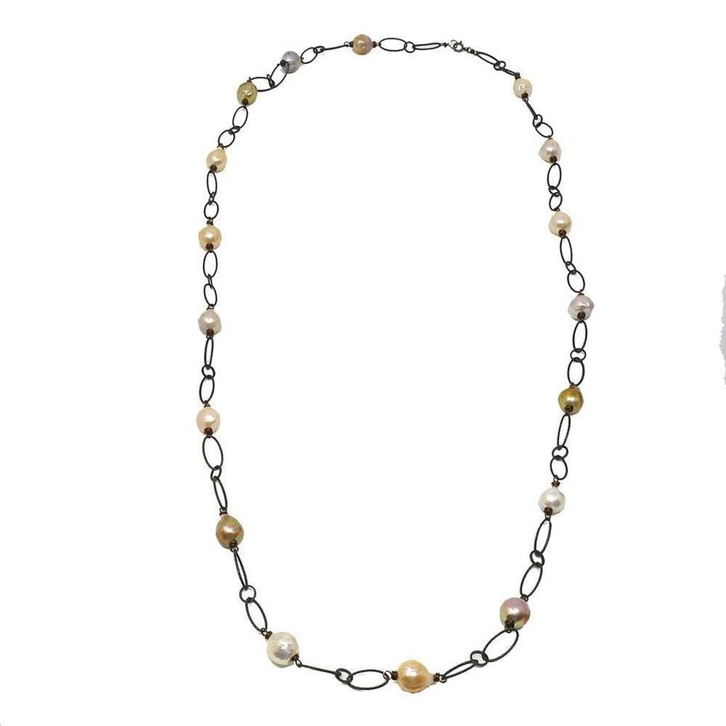 Stationed Pearl Necklace-Andrea Barnett-Swag Designer Jewelry