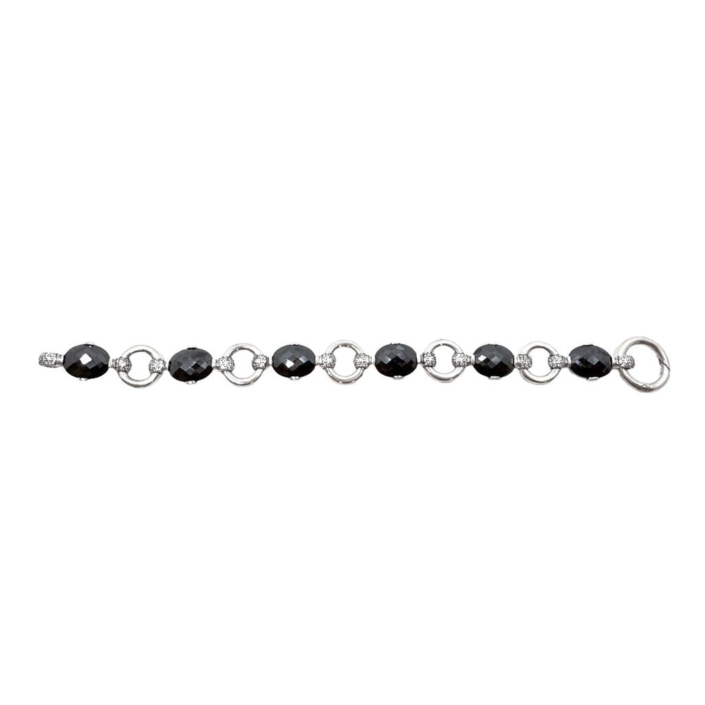 Sterling Silver and Onyx Stationed Bracelet-Thomas Sabo-Swag Designer Jewelry