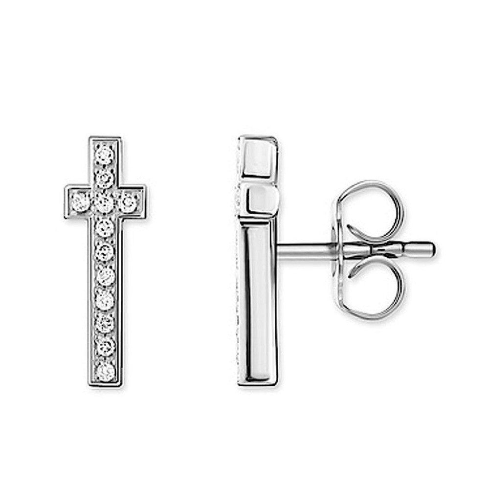 Stud Cross Diamond Earrings-Thomas Sabo-Swag Designer Jewelry