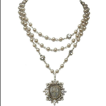 Tres Gracias Magdalena Platinum Pearl-Virgins Saints and Angels-Swag Designer Jewelry