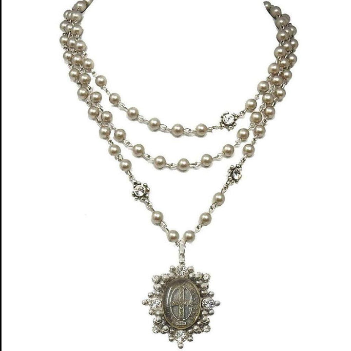 Tres Gracias Magdalena Platinum Pearl-Virgins Saints and Angels-Swag Designer Jewelry