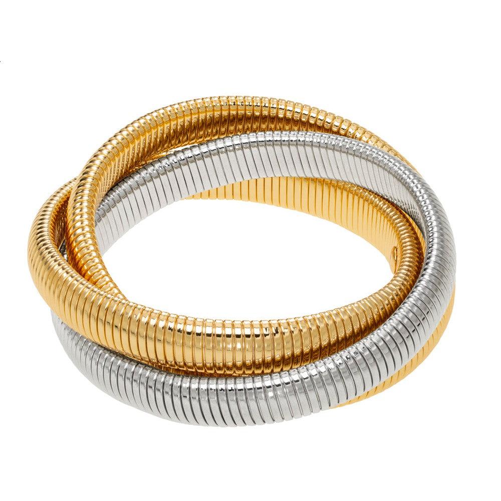 Triple Cobra Bracelet in Gold, Rhodium-Janis Savitt-Swag Designer Jewelry