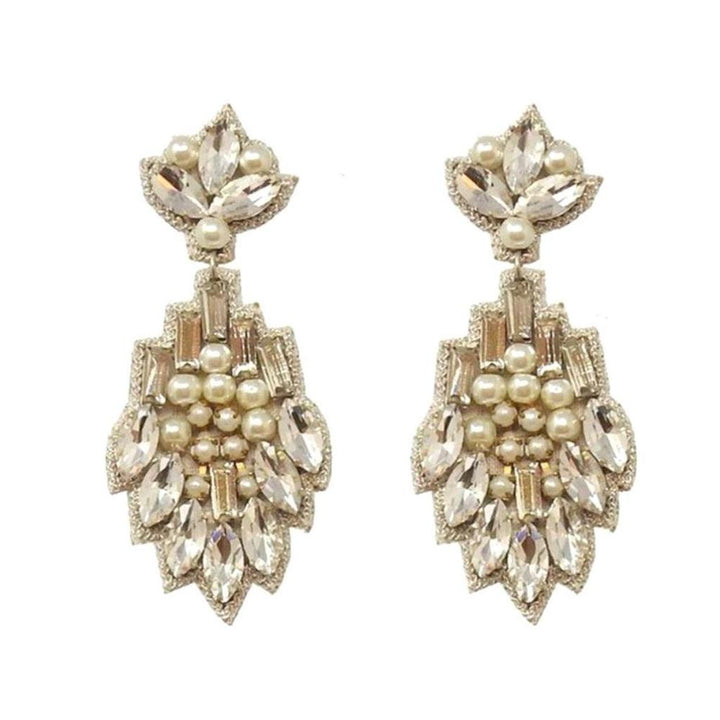 Vietri Crystal and Pearl Drop Earrings-Suzanna Dai-Swag Designer Jewelry